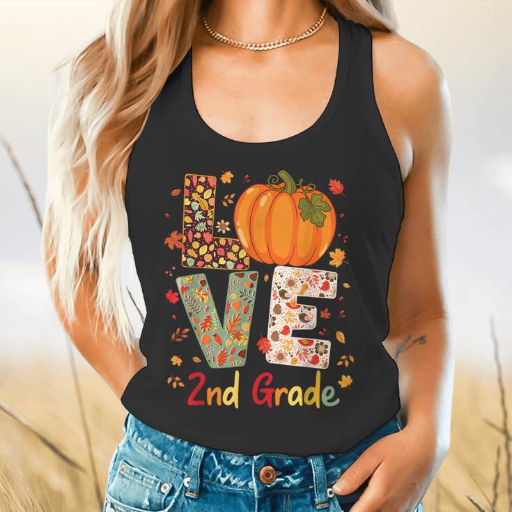 Love 2nd Grade Happy Fall Thanksgiving For 2nd Teacher For Men Women Girls Kids Flowy Tank, gift for family, gift for coworker