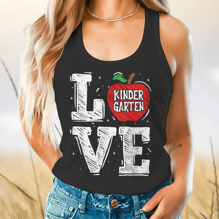 LOVE Kindergarten Teacher Student School Apple Flowy Tank, gift for family, gift for coworker LOVE Kindergarten Teacher Student School Apple Flowy Tank, gift for family, gift for coworker
