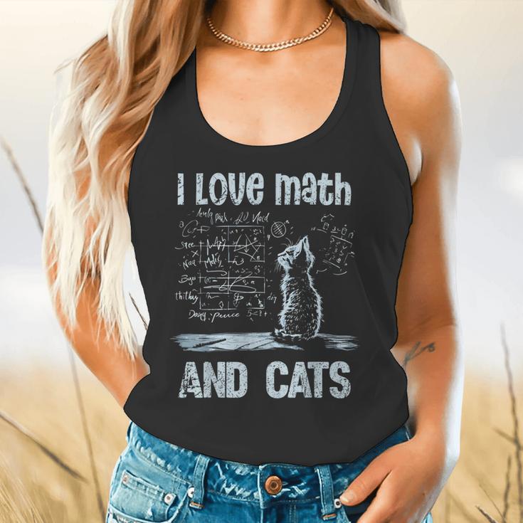 I Love Math And Cats Cat Lover Science Teacher Student Flowy Tank, gift for family, gift for coworker
