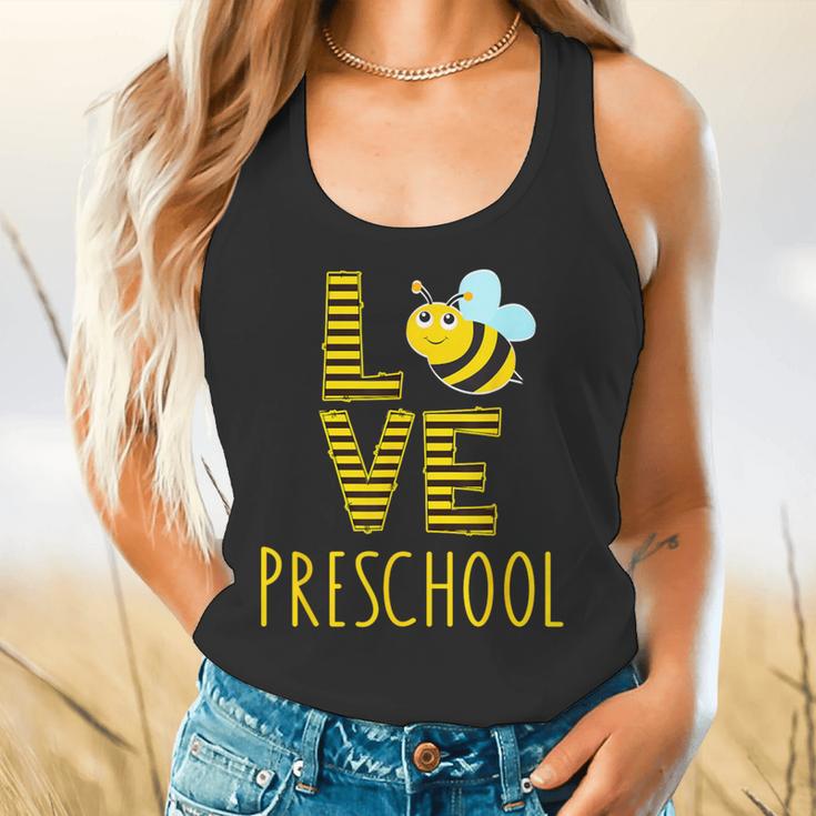 Love Preschool Back To School Yellow Bee Preschool Teacher For Men Women Girls Kids Flowy Tank, gift for family, gift for coworker