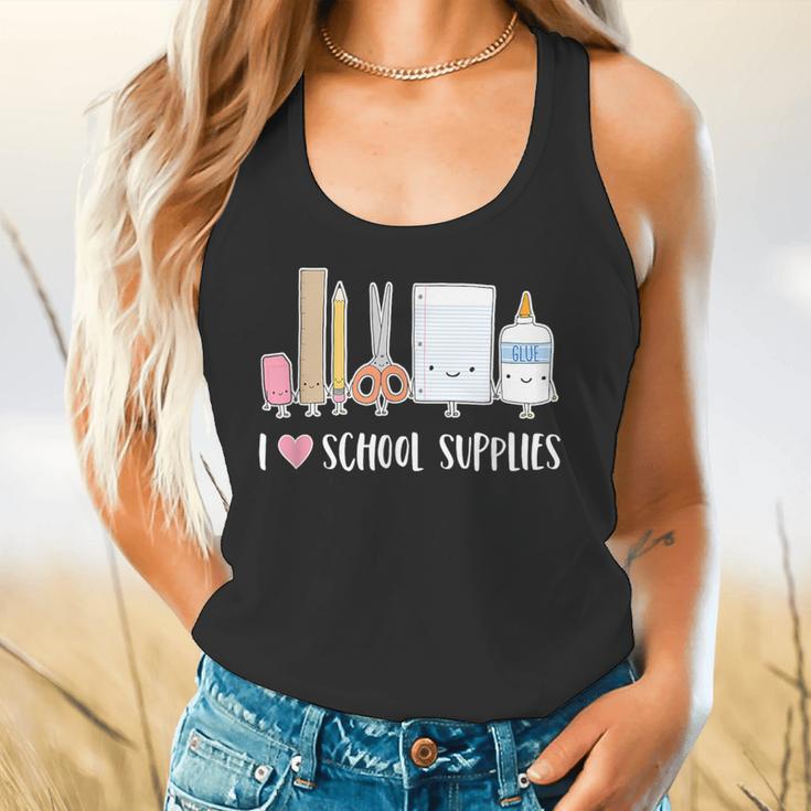 I Love School Supplies Teacher Shirt Flowy Tank, gift for family, gift for coworker I Love School Supplies Teacher Shirt Flowy Tank, gift for family, gift for coworker