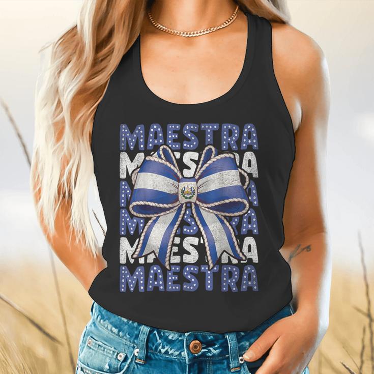 Maestra El Salvador Coquette Bow Hispanic Spanish Teacher Flowy Tank, gift for family, gift for coworker Maestra El Salvador Coquette Bow Hispanic Spanish Teacher Flowy Tank, gift for family, gift for coworker