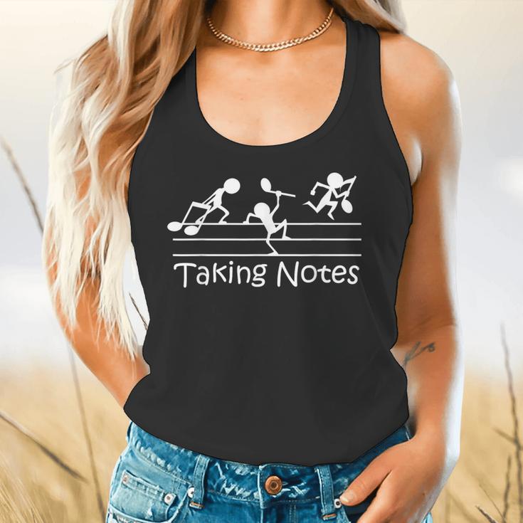 Melodic Humor Musician’s Playful Collection Musical Taking Notes Music Lovers Vintage Teachers Flowy Tank, gift for family, gift for coworker