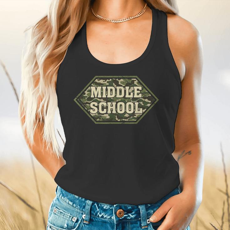 Middle School Camo Retro Back To School Teachers Flowy Tank, gift for family, gift for coworker