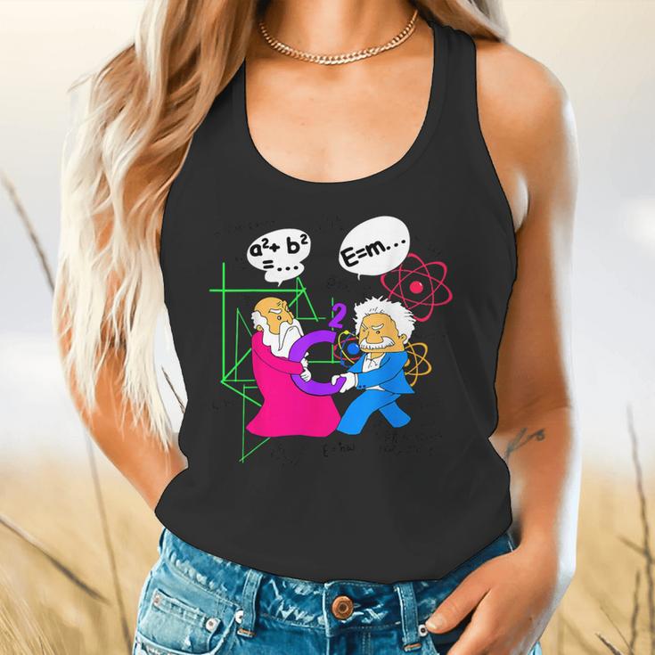 Nerdy Pythagoras Fighting Over C Squared Math Teacher Flowy Tank, gift for family, gift for coworker