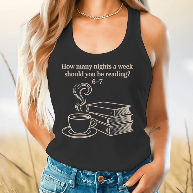How Many Nights A Week Should You Be Reading 6-7 Teacher Fun Flowy Tank, gift for family, gift for coworker How Many Nights A Week Should You Be Reading 6-7 Teacher Fun Flowy Tank, gift for family, gift for coworker
