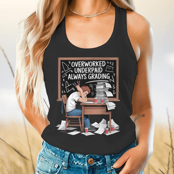 Overworked Underpaid Always Grading Teacher Flowy Tank, gift for family, gift for coworker Overworked Underpaid Always Grading Teacher Flowy Tank, gift for family, gift for coworker