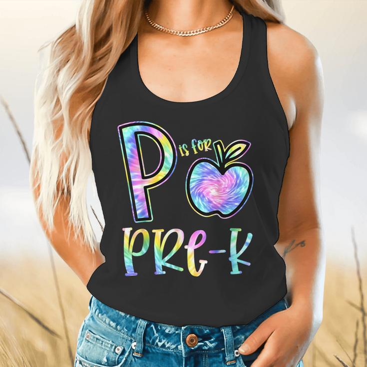 P Is For Pre-K Preschool Teacher Tie Dye Back To School Flowy Tank, gift for family, gift for coworker