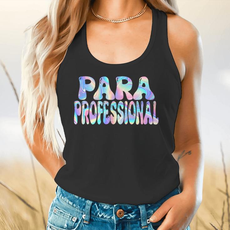 Paraprofessional Groovy Back To School Cute Teachers Women Flowy Tank, gift for family, gift for coworker
