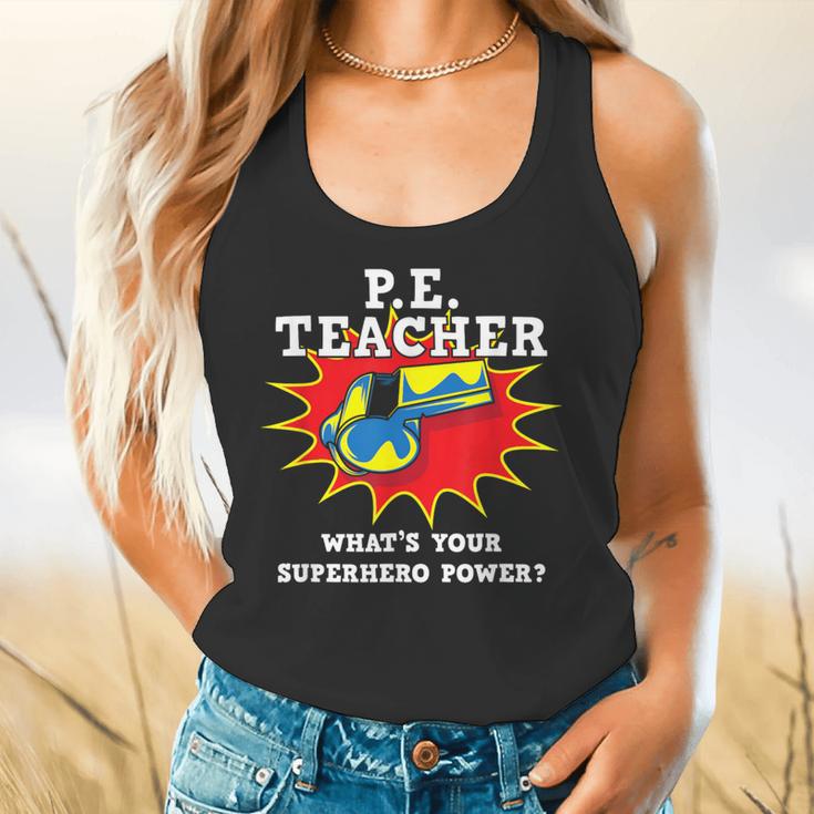 PE Physical Education Teacher Superhero Power School Flowy Tank, gift for family, gift for coworker