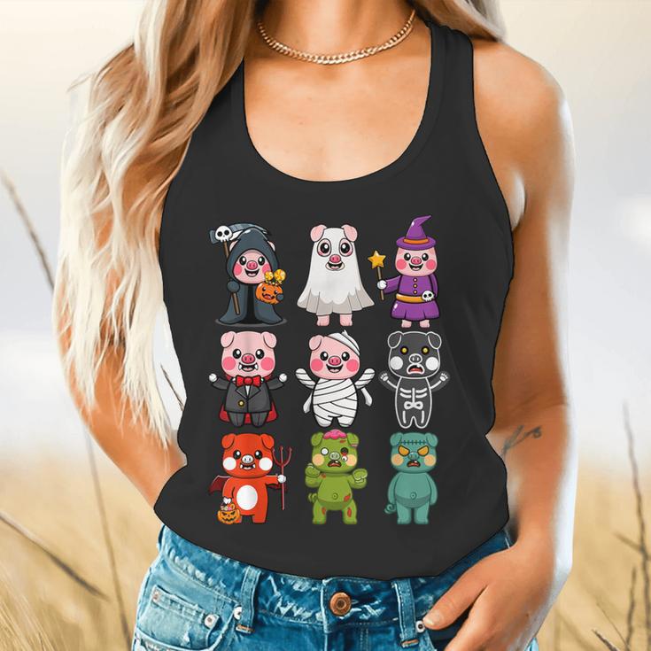 Pig Spooky Ghost Witch Boo-Jee Horror Pumpkin Pig Halloween Flowy Tank, gift for family, gift for coworker