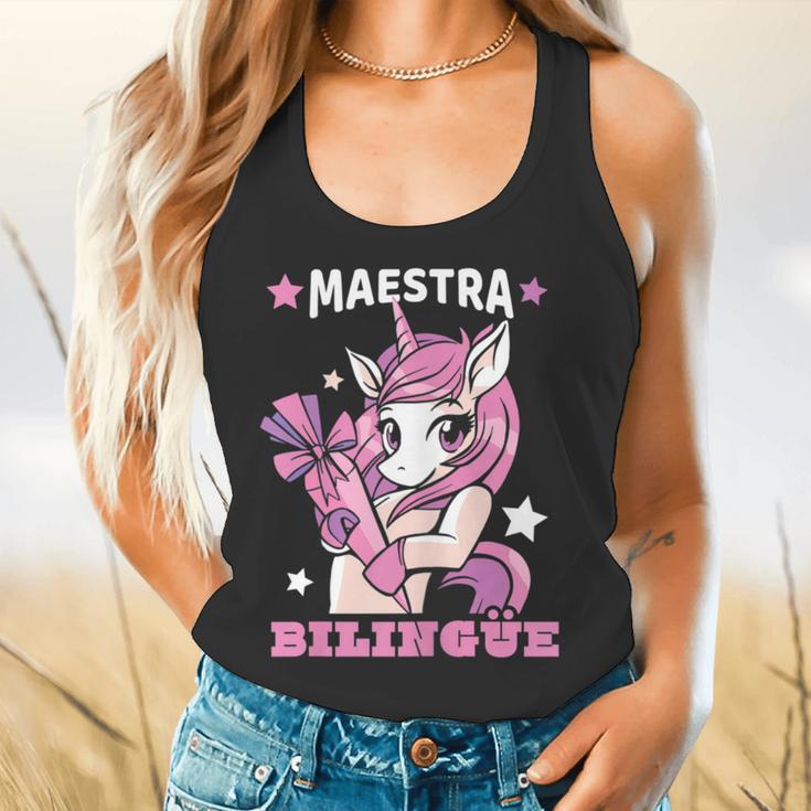 Pink Unicorn Spanish Teacher Regalos Para Bilingue Teacher Flowy Tank, gift for family, gift for coworker Pink Unicorn Spanish Teacher Regalos Para Bilingue Teacher Flowy Tank, gift for family, gift for coworker
