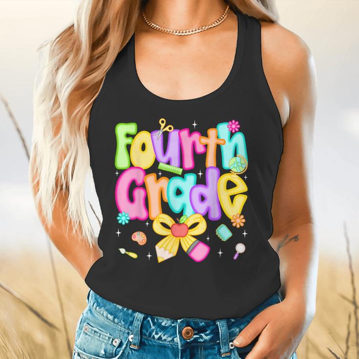 Preppy Fourth Grade Back To School 4th Grade Teacher Girls Flowy Tank, gift for family, gift for coworker