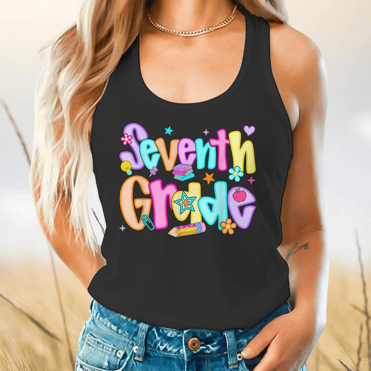 Preppy Seventh Grade Back To School 7th Grade Teachers Girls Flowy Tank, gift for family, gift for coworker