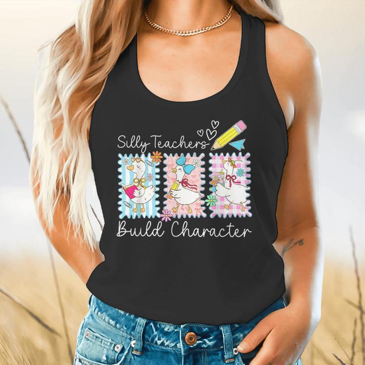 Preppy Silly Teacher Goose Build Character Back To School Flowy Tank, gift for family, gift for coworker Preppy Silly Teacher Goose Build Character Back To School Flowy Tank, gift for family, gift for coworker