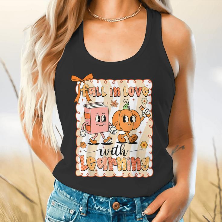 Pumpkin Teacher Preppy Fall In Love With Learning Autumn Flowy Tank, gift for family, gift for coworker Pumpkin Teacher Preppy Fall In Love With Learning Autumn Flowy Tank, gift for family, gift for coworker