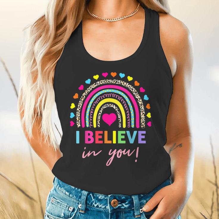 Rainbow I Believe In You Teacher Testing Day Flowy Tank, gift for family, gift for coworker Rainbow I Believe In You Teacher Testing Day Flowy Tank, gift for family, gift for coworker