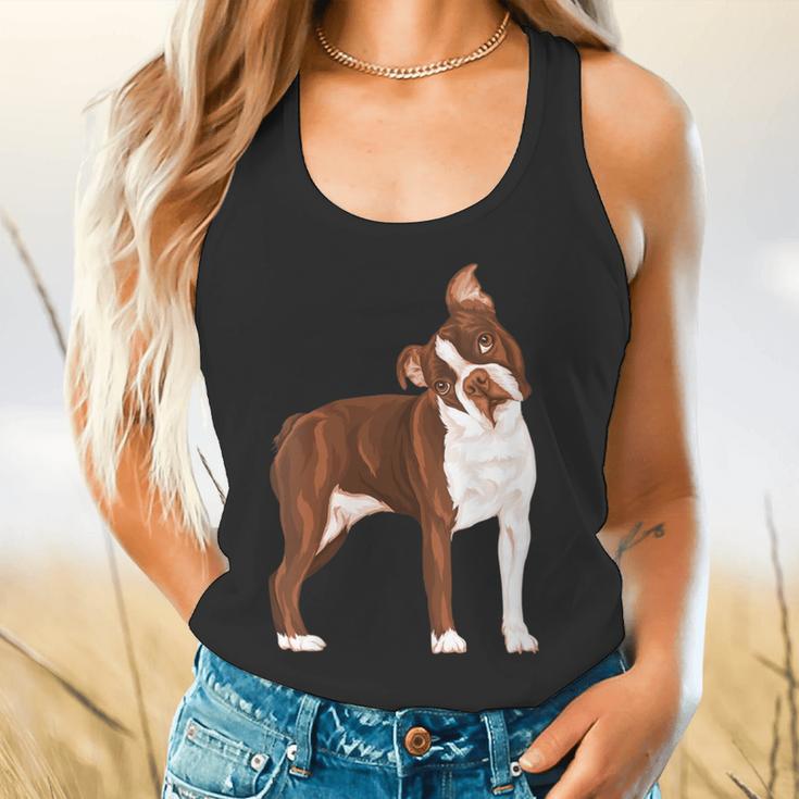 Red Boston Terrier Dog Flowy Tank, gift for family, gift for coworker