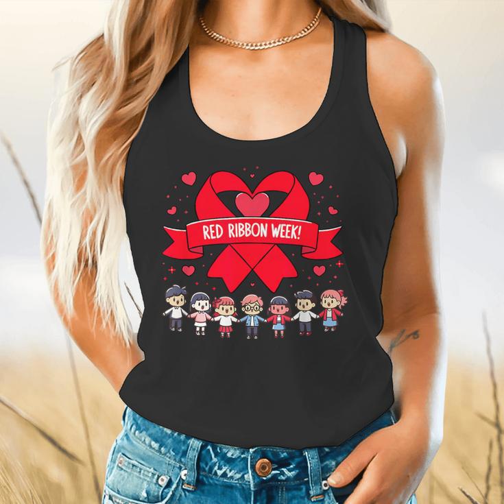 Red Ribbon Week Awareness For Students And Teachers Men Women Girls Kids Flowy Tank, gift for family, gift for coworker