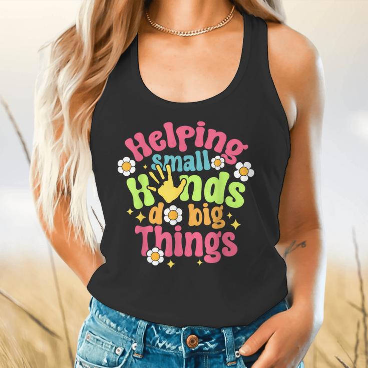 Retro Helping Small Hands Do Big Things Teacher Appreciation For Men Women Flowy Tank, gift for family, gift for coworker Retro Helping Small Hands Do Big Things Teacher Appreciation For Men Women Flowy Tank, gift for family, gift for coworker