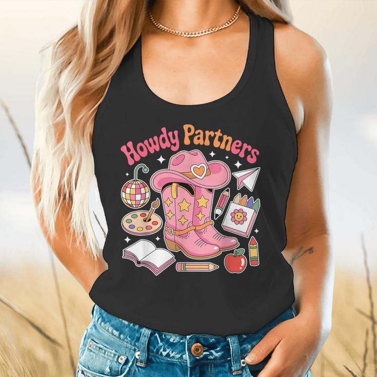 Retro Howdy Partners Cowgirl Cowboy Teacher Back To School Flowy Tank, gift for family, gift for coworker