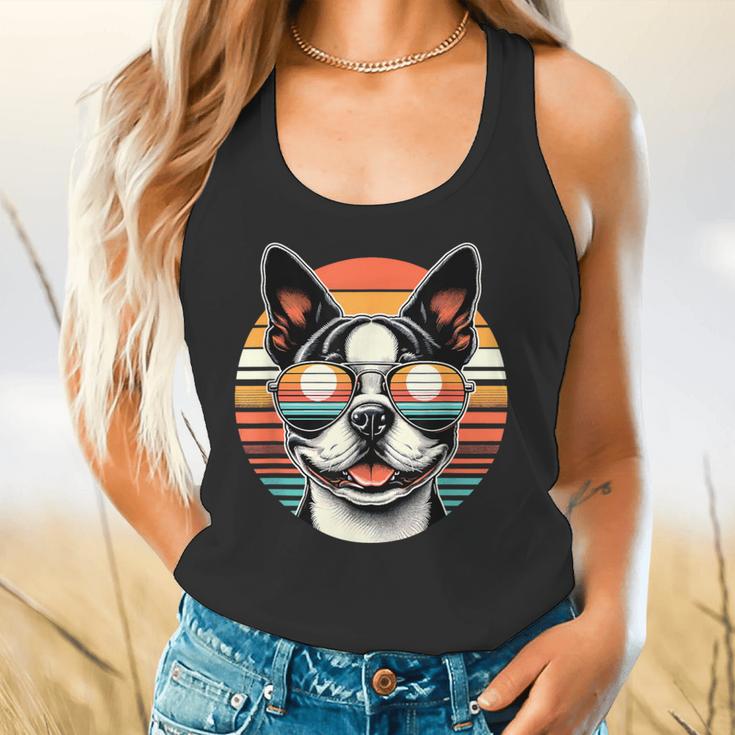 Retro Sunset Sunglasses Boston Terrier Boston Bull Bostie Flowy Tank, gift for family, gift for coworker