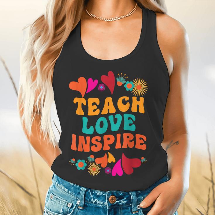 Retro Teach Love Inspire Back To School Teachers Flowy Tank, gift for family, gift for coworker Retro Teach Love Inspire Back To School Teachers Flowy Tank, gift for family, gift for coworker
