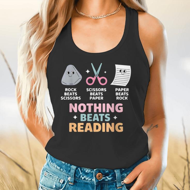 Rock Paper Scissors Teacher Librarian Nothing Beats Reading Flowy Tank, gift for family, gift for coworker