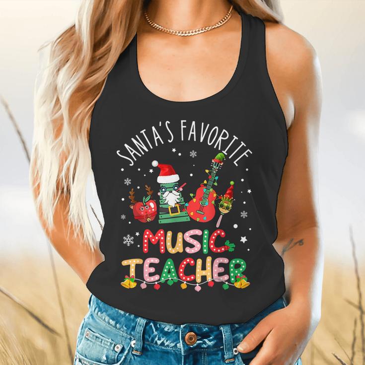 Santa's Favorite Music Teacher Christmas Santa Hat Matching Flowy Tank, gift for family, gift for coworker