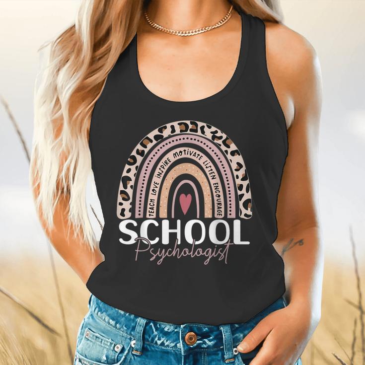 School Psych Teacher School Psychologist Leopard Rainbow Flowy Tank, gift for family, gift for coworker School Psych Teacher School Psychologist Leopard Rainbow Flowy Tank, gift for family, gift for coworker