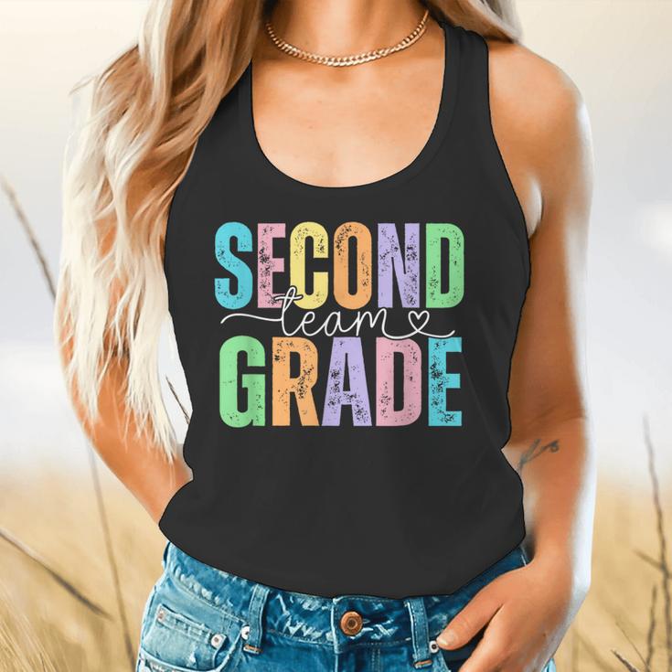 Second Grade Team Heart Teacher Student Back To School Girls Flowy Tank, gift for family, gift for coworker