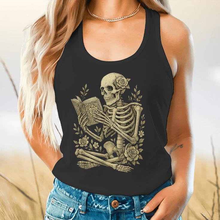Skeleton Book Floral Skull Halloween Teacher Costume Flowy Tank, gift for family, gift for coworker Skeleton Book Floral Skull Halloween Teacher Costume Flowy Tank, gift for family, gift for coworker