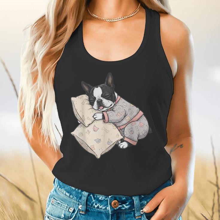 Sleepy Boston Terrier Pajama Men Women Kids Flowy Tank, gift for family, gift for coworker