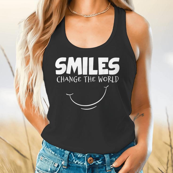 Smile Smiles Change The World Teacher T-Shirt Happy T-Shirt Flowy Tank, gift for family, gift for coworker