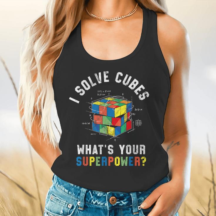 I Solve Cubes Speed Cubing Vintage Youth Math Teacher Flowy Tank, gift for family, gift for coworker I Solve Cubes Speed Cubing Vintage Youth Math Teacher Flowy Tank, gift for family, gift for coworker