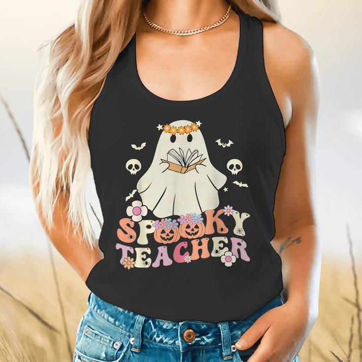 Spooky Teacher Groovy Retro Ghost Teacher Halloween 2023 For Men Women Kids Flowy Tank, gift for family, gift for coworker Spooky Teacher Groovy Retro Ghost Teacher Halloween 2023 For Men Women Kids Flowy Tank, gift for family, gift for coworker