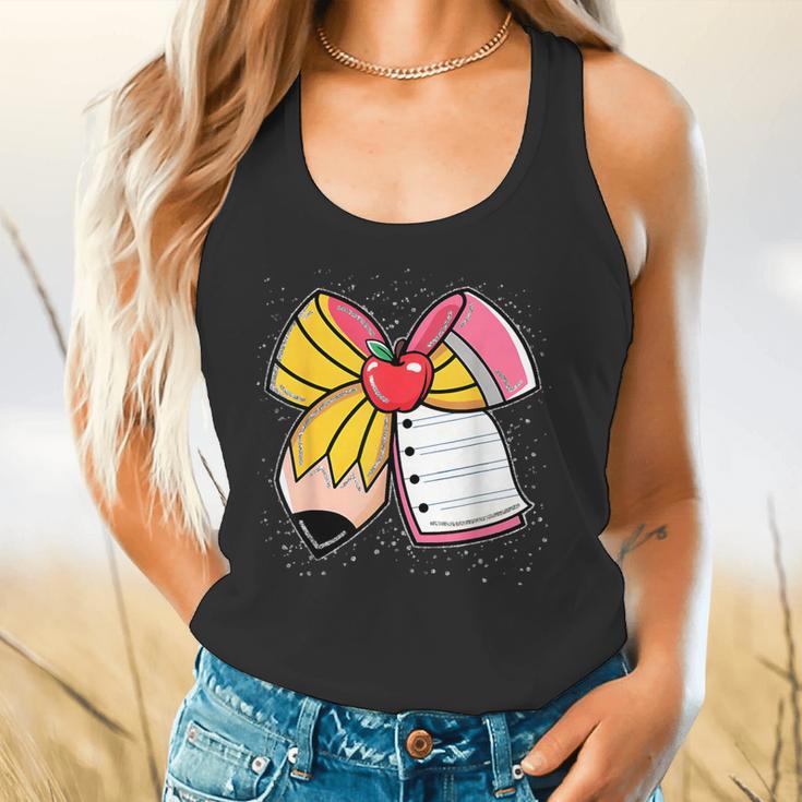 Student Teacher Coquette Bow Pencil Back To School First Day Flowy Tank, gift for family, gift for coworker Student Teacher Coquette Bow Pencil Back To School First Day Flowy Tank, gift for family, gift for coworker