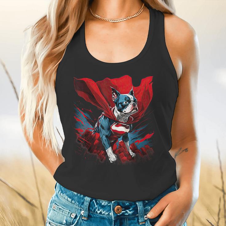 Super Power Superhero Boston Terrier Dog For Men Women Kids Flowy Tank, gift for family, gift for coworker