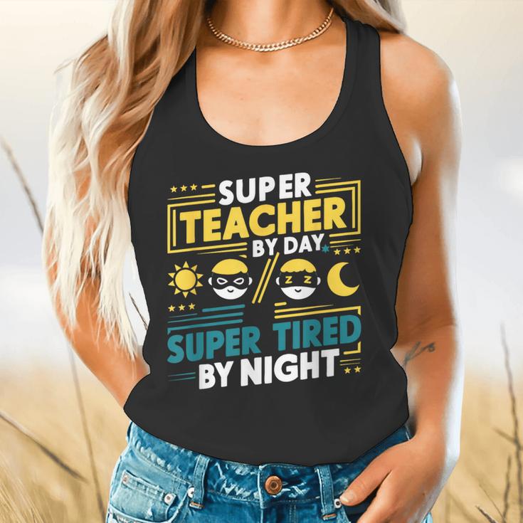 Super Teacher By Day Super Tired By Night Superheroes School Flowy Tank, gift for family, gift for coworker