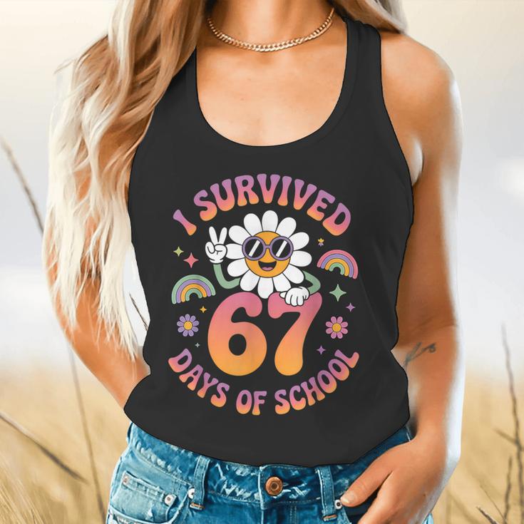 I Survived 67 Days Of School Groovy Retro Teachers Girls Flowy Tank, gift for family, gift for coworker I Survived 67 Days Of School Groovy Retro Teachers Girls Flowy Tank, gift for family, gift for coworker