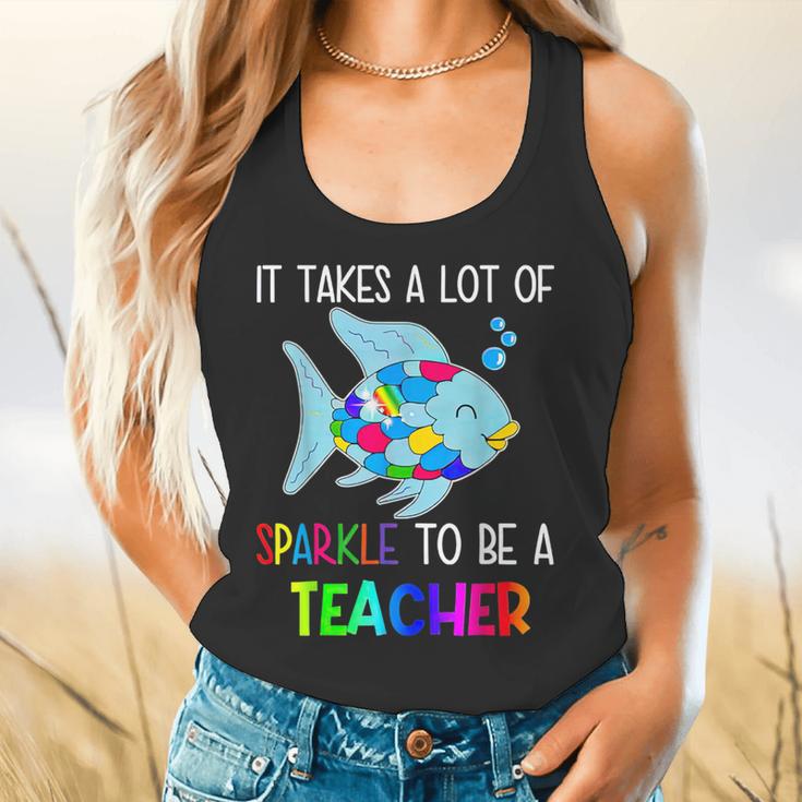 It Takes A Lot Of Sparkle To Be A Teacher Rainbow Fish For Men Women Flowy Tank, gift for family, gift for coworker