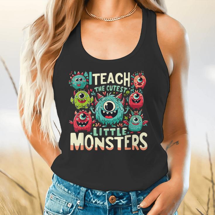 I Teach The Cutest Little Monsters Teacher Halloween Outfit Flowy Tank, gift for family, gift for coworker