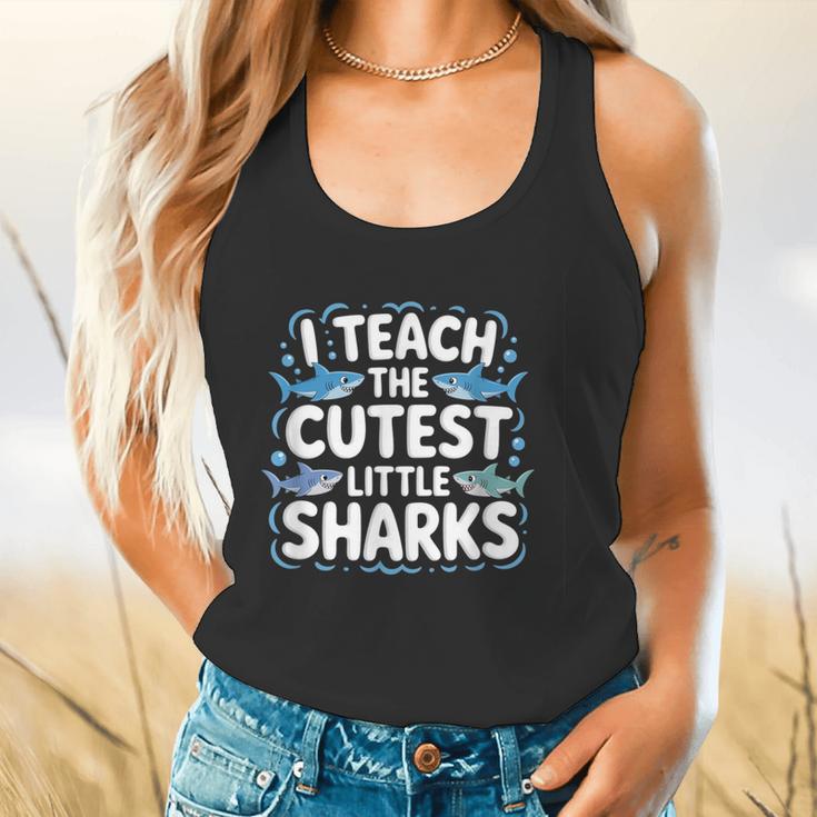 I Teach The Cutest Little Sharks Teacher School Flowy Tank, gift for family, gift for coworker