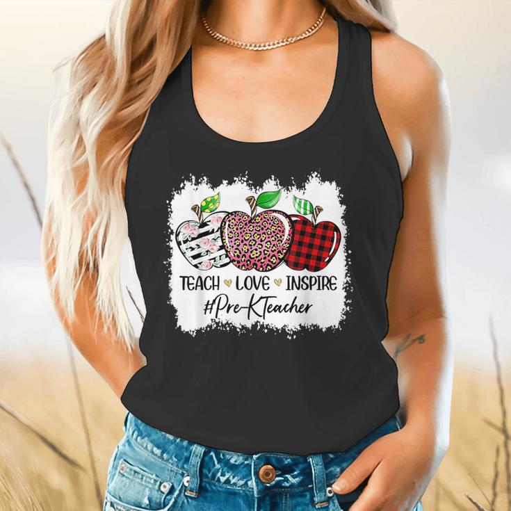 Teach Love Inspire Pre-k Teacher Apple Leopard Red Plain Flowy Tank, gift for family, gift for coworker