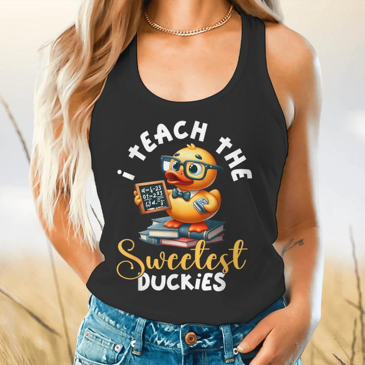 I Teach The Sweetest Duckies Teacher Rubber Duck Teaching Flowy Tank, gift for family, gift for coworker I Teach The Sweetest Duckies Teacher Rubber Duck Teaching Flowy Tank, gift for family, gift for coworker