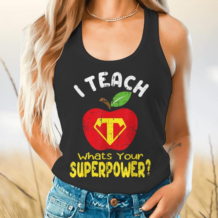 I Teach What's Your Superpower Superhero Teacher Flowy Tank, gift for family, gift for coworker I Teach What's Your Superpower Superhero Teacher Flowy Tank, gift for family, gift for coworker
