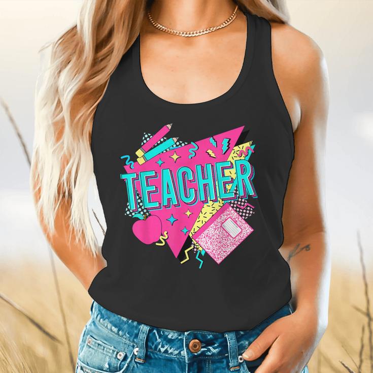 Teacher 90s Retro Colorful Teacher Of The 90s Back To School Flowy Tank, gift for family, gift for coworker