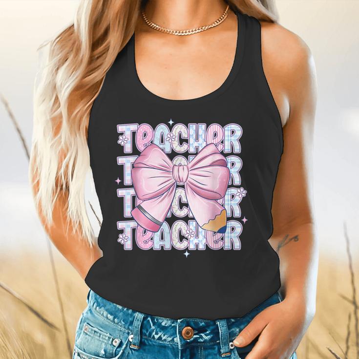 Teacher Bow Pencil Flowers Teacher Back To School Flowy Tank, gift for family, gift for coworker Teacher Bow Pencil Flowers Teacher Back To School Flowy Tank, gift for family, gift for coworker