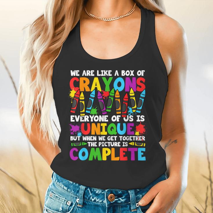 Teacher We Are Like A Box Of Crayons Back To School Flowy Tank, gift for family, gift for coworker Teacher We Are Like A Box Of Crayons Back To School Flowy Tank, gift for family, gift for coworker