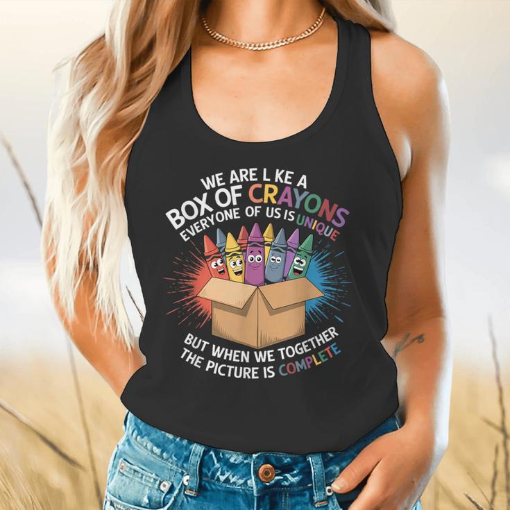 Teacher We Are Like a Box Of Crayons Flowy Tank, gift for family, gift for coworker Teacher We Are Like a Box Of Crayons Flowy Tank, gift for family, gift for coworker